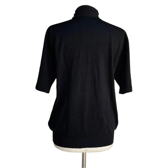 VINTAGE 60s Puritan Ban-Lon Sweater Shirt Solid Black Short Sleeve Rockabilly - Picture 2 of 2